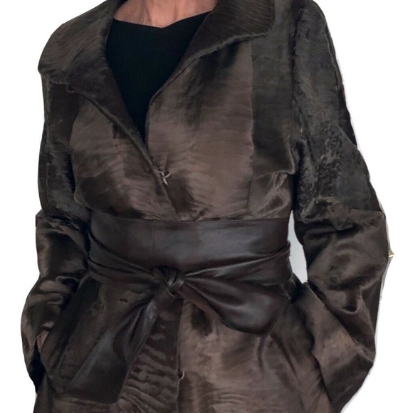 Angelo Danzi Dyed Broadtail Lamb Fur Jacket w/belt - Picture 4 of 13